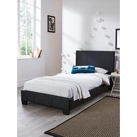 Very Home Ellis Faux Leather Single Bed Frame With Mattress Options (Buy &Amp; Save!) - Black - Bed Frame With Memory Mattress