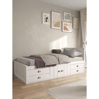Very Home Atlanta Kids Single Bed With Drawer And Cupboard Storage Plus Mattress Options (Buy &Amp; Save!) - White - Bed Frame With Premium Mattress