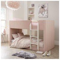 Very Home Panelled Velvet Bunk Bed With Mattress Options (Buy &Amp; Save!) - Pink - Bed Frame With Premium Mattress