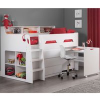 Jupiter - Single - Kids Mid Sleeper Cabin Bed - White - Wood - 3ft - Happy Beds