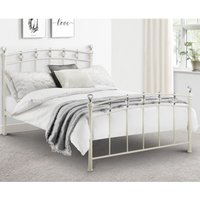 Sophie - King Size - High Foot-End Metal Bed - White - Metal - 5ft - Happy Beds