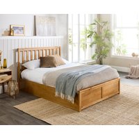 Aspire Atlantic Wooden Ottoman Bed Frame Natural Wood Solid Bedstead