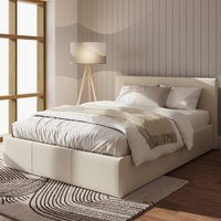 Eltham Side Lift PU Leather Ottoman King Size Bed In Natural