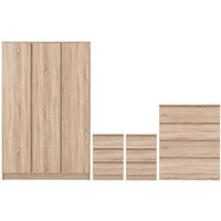 Mcgowen Wooden Bedroom Furniture Set 3 Doors Wardrobe In Oak