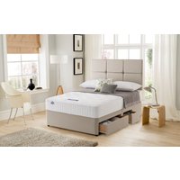Silentnight Essentials Memory Mirapocket 1000 Divan Bed Set, King Size, Half Ottoman + 2 Drawers, Matching Castello Headboard, Sandstone