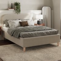 Farica Fabric Ottoman Storage King Size Bed In Natural Stone