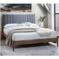 Calvin Velvet Fabric King Size Bed In Dark Grey