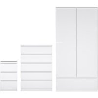 Nakou Wooden Bedroom Set With 2 Doors Wardrobe In White
