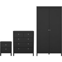 Macron Wooden Bedroom Set With 2 Door Wardrobe In Black