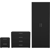 Perkin Wooden Furniture Set With 2 Doors Wardrobe In Black