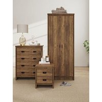 Gfw Boston 3 Piece Package - 2 Door Wardrobe + 4 Drawer Chest + 2 Drawer Bedside Chest - Oak