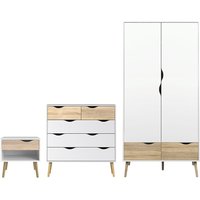Okla Wooden Bedroom Set With 2 Doors Wardrobe In White And Oak