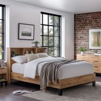 Baara Wooden Ottoman Storage Double Bed In Light Oak