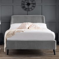 Farren Velvet King Size Bed With Curved Headboard In Grey