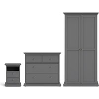 Parayo Wooden Furniture Set With 2 Doors Wardrobe In Matt Grey