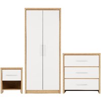 Samaira Wooden Bedroom Set With White Gloss Front In Oak