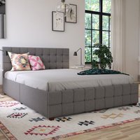 Elkhart Fabric King Size Bed With 4 Drawers In Grey