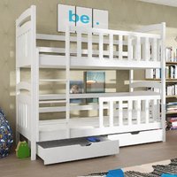 Seguin Wooden Bunk Bed With Foam Mattress And Storage In White
