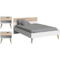 Oakley Wooden Bedroom Furniture Set With Double Bed In Oak White