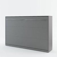 Cadott Wooden Horizontal Wall Small Double Bed In Matt Grey