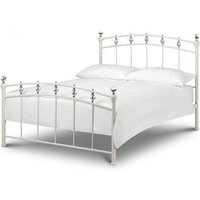 Sanaz 150cm Metal Bed In Stone White