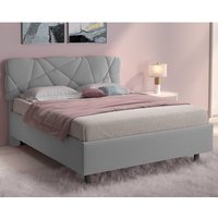 Poznan Fabric Ottoman King Size Bed In Light Grey