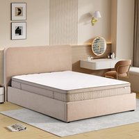 Ascot Fabric Ottoman Storage Double Bed In Stone